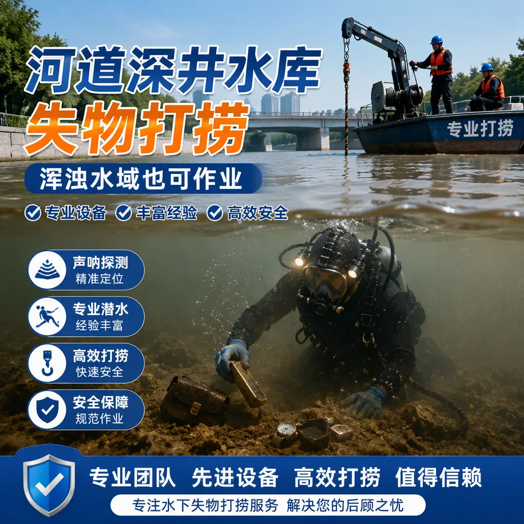 河道深井水库失物打捞，浑浊水域也可作业东港