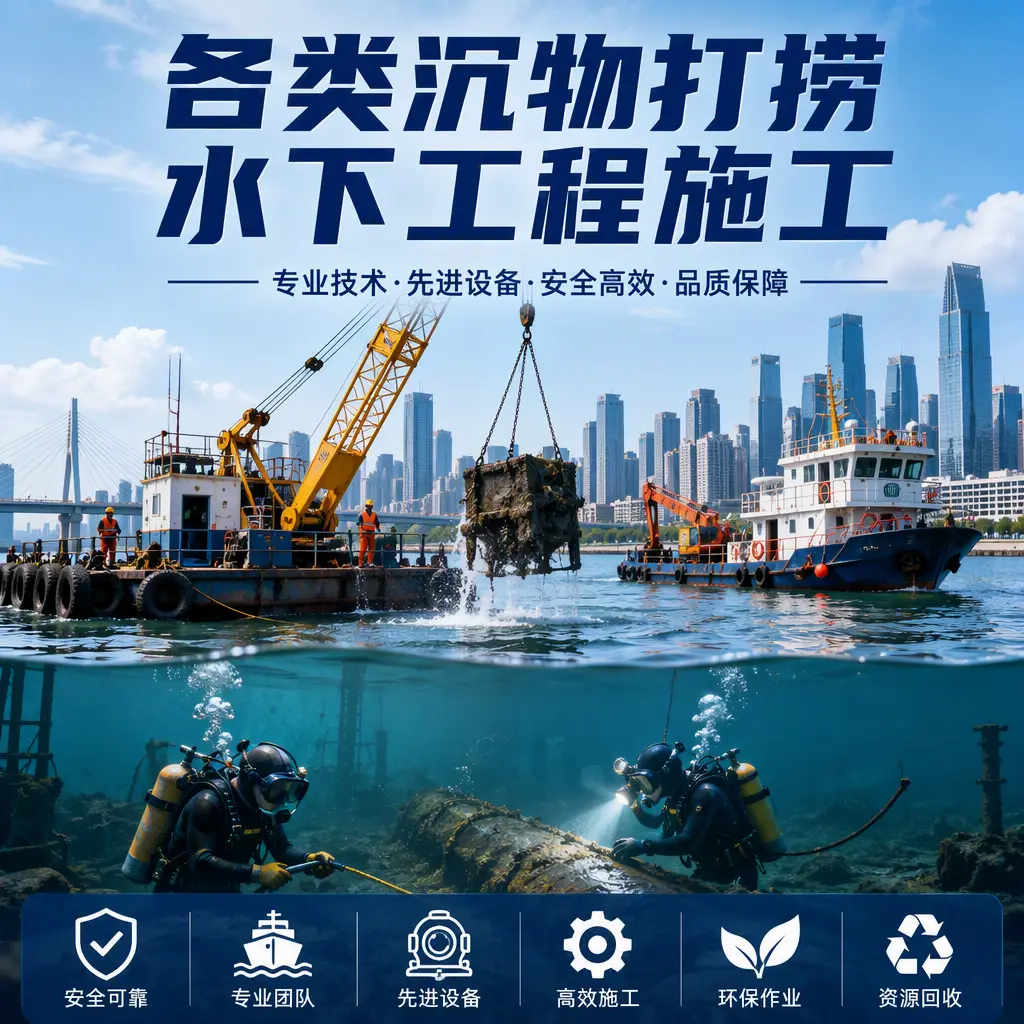 东港各类沉物打捞，水下工程施工