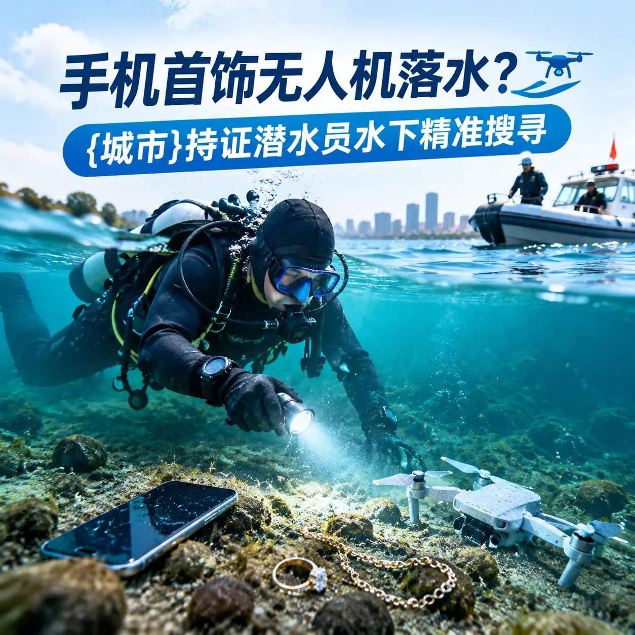 手机首饰无人机落水？东港持证潜水员水下精准搜寻